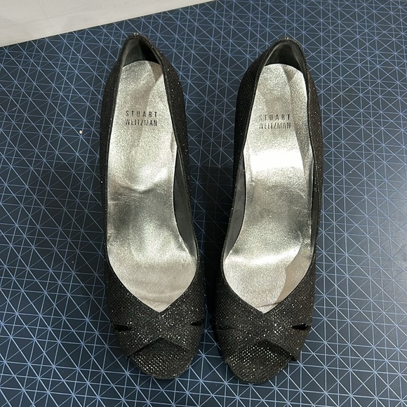 Stuart  Weitzman Shimmer Peep Toe Sparkle Heel - Picture 7 of 9